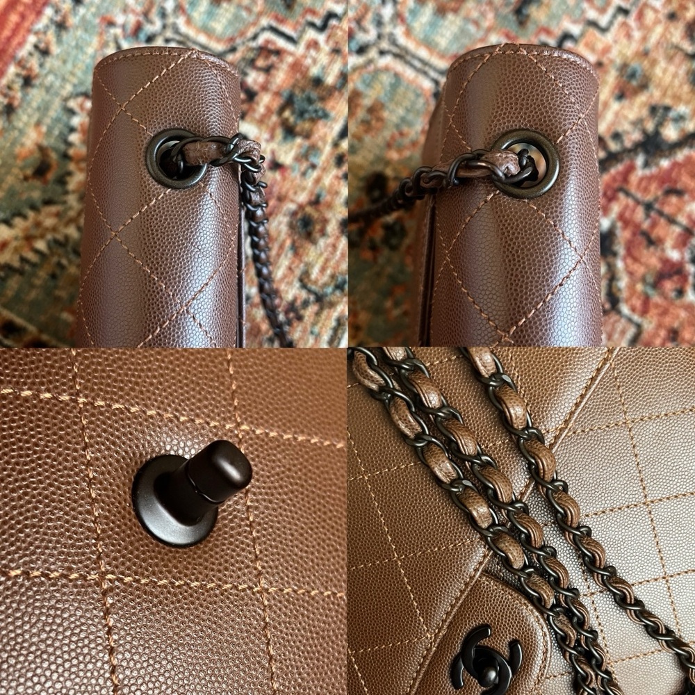 Chanel Classic Vintage Jumbo Brown Caviar Single Flap Bag - Picture 9 of 11
